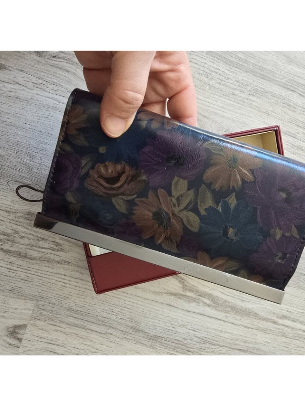 Patricia Nash Rustic Cauchy Frame Leather Clutch Wallet Peruvian Painting NWT - Picture 9 of 14